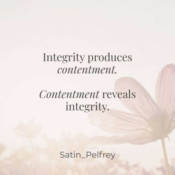 Integrity before God and contentment within, represented by a soft floral image reflecting alignment and peace.