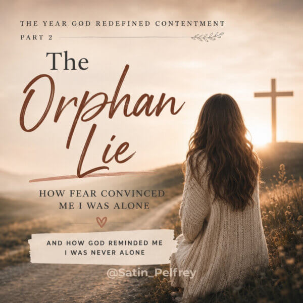 A woman sits beside a winding path at sunrise, gazing toward a cross in the distance as she reflects on God's faithfulness. This image represents overcoming the orphan lie, healing from the fear of abandonment, and discovering security as a beloved daughter of God.